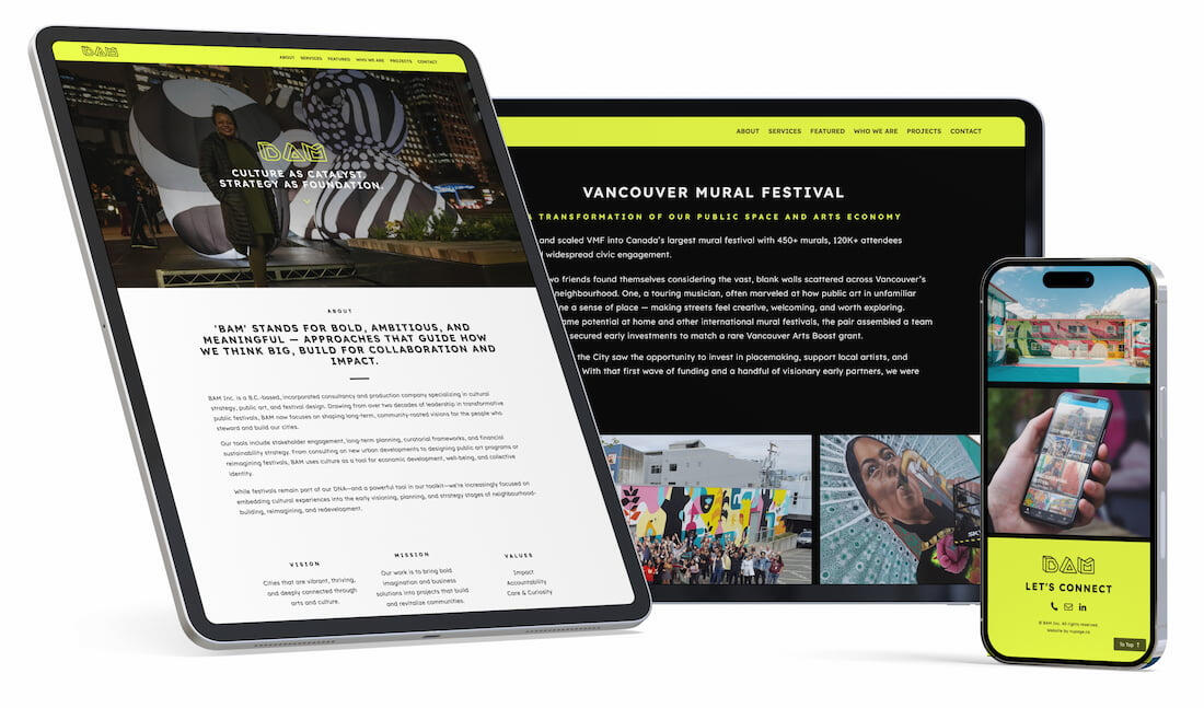 Tablet & iPhone showcasing a website deck